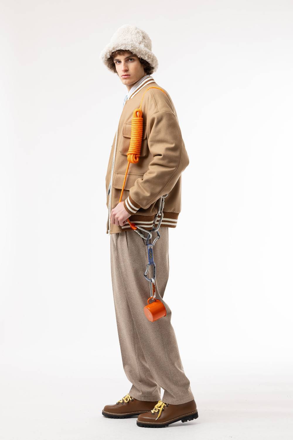 Lc23 Multipocket Varsity jacket Camel Consegna Veloce