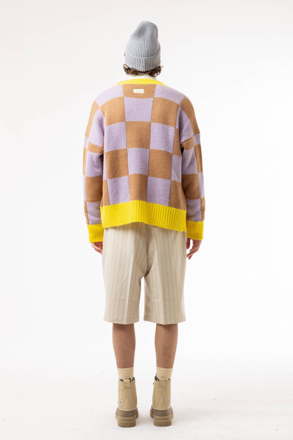 Lc23 Checkered Cardigan Lille/Yellow/Camel Affare Del Giorno