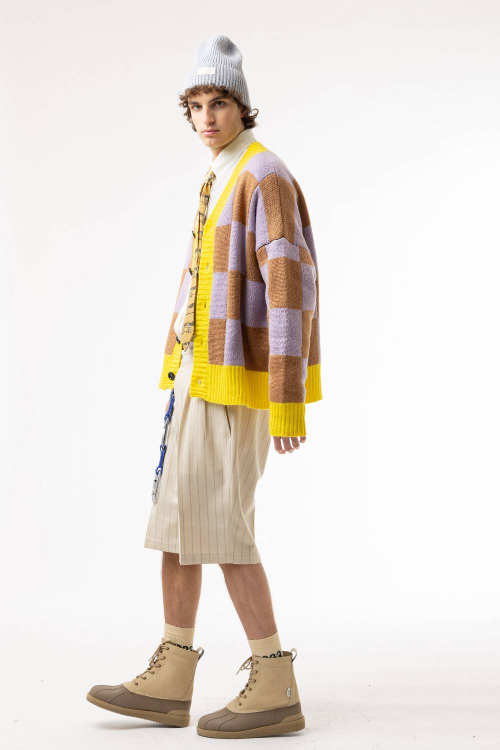 Lc23 Checkered Cardigan Lille/Yellow/Camel Affare Del Giorno