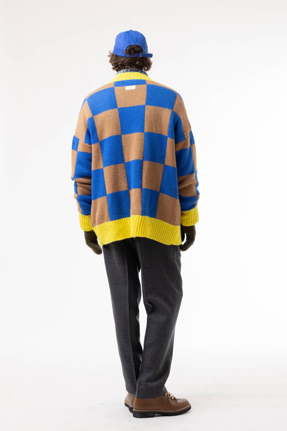 Lc23 Checkered Cardigan Camel/Blue/Yellow Prezzo Ridotto