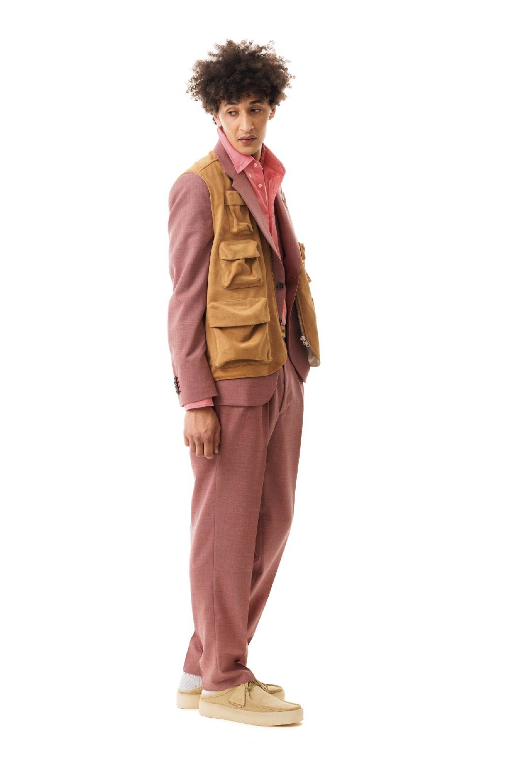 Lc23 Multipocket Suede Vest Camel Qualità Garantita