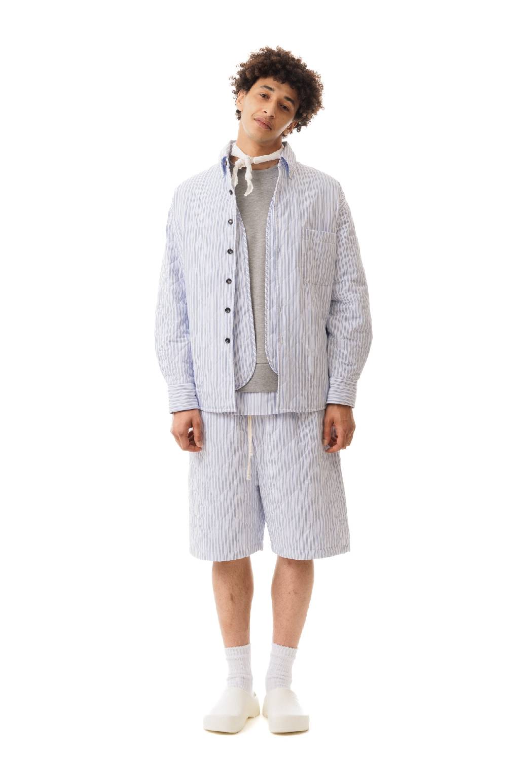 Lc23 Quilted Popeline Overshirt White-Blue