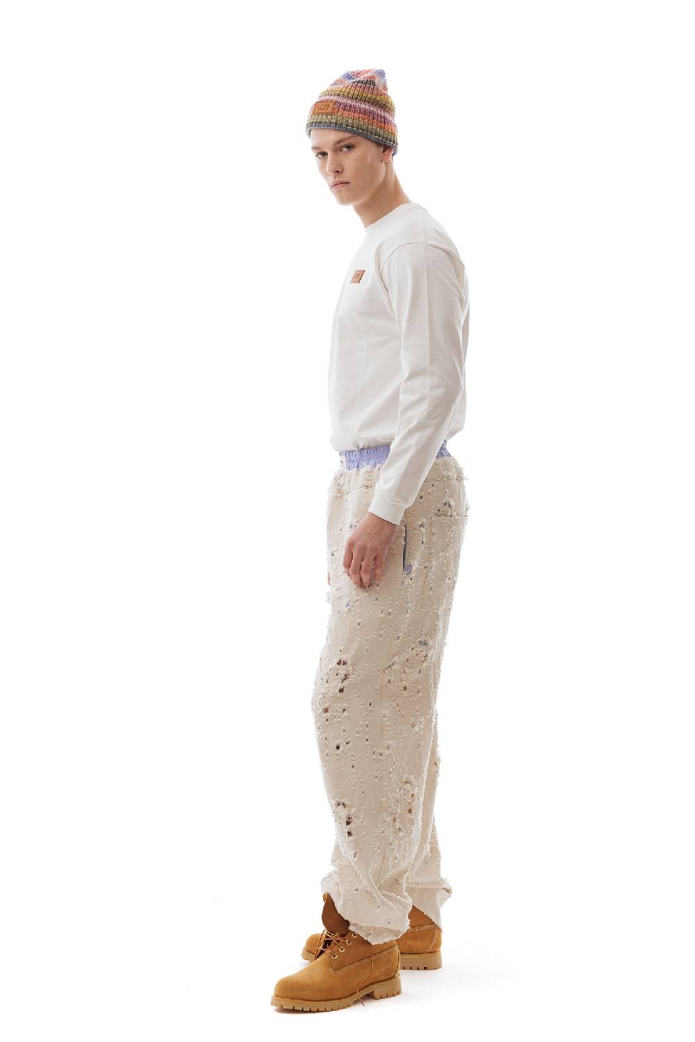 Lc23 Ripped Denim Pants Cream Presa
