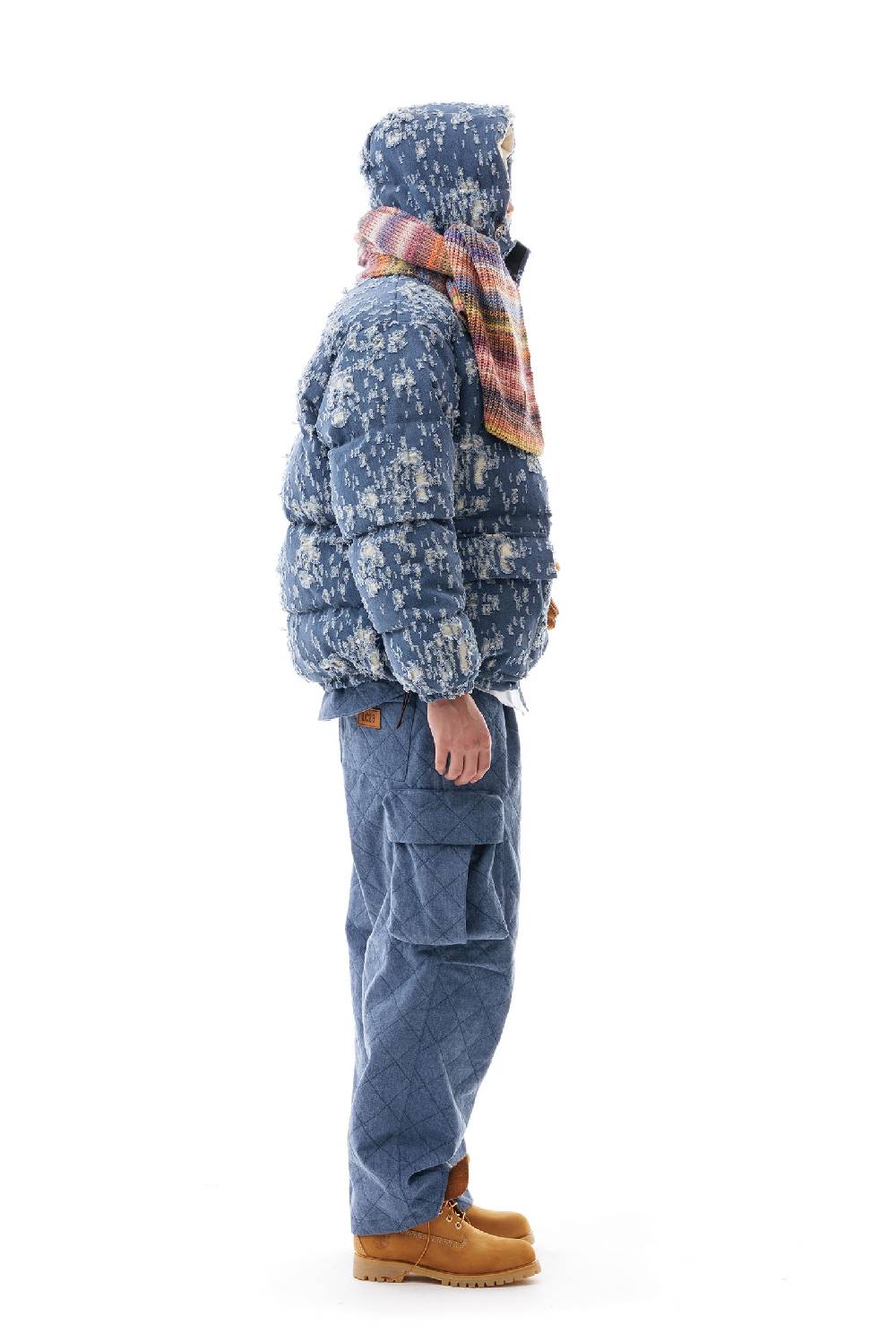 Lc23 Ripped Denim Down Jacket Vendite Flash