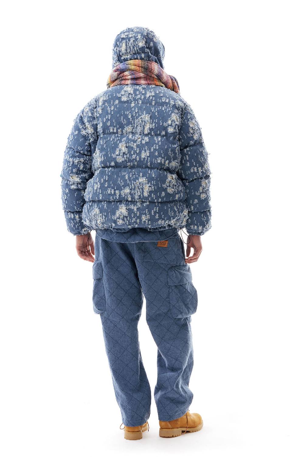 Lc23 Ripped Denim Down Jacket Vendite Flash
