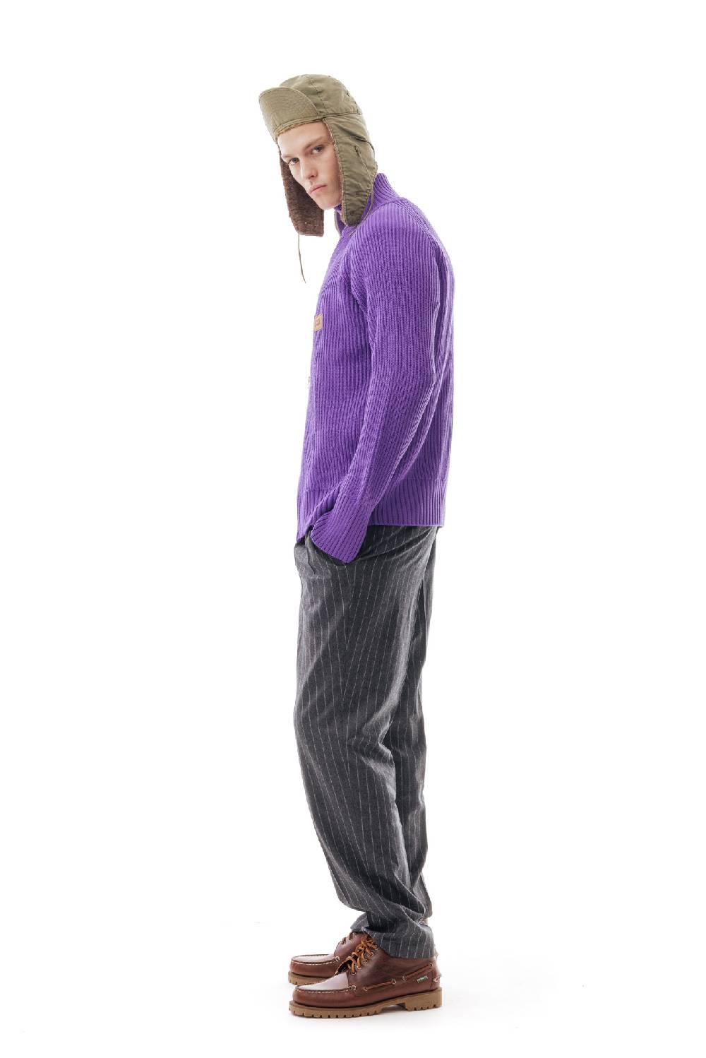 Lc23 English Knit Zip Sweater Purple Nuovo