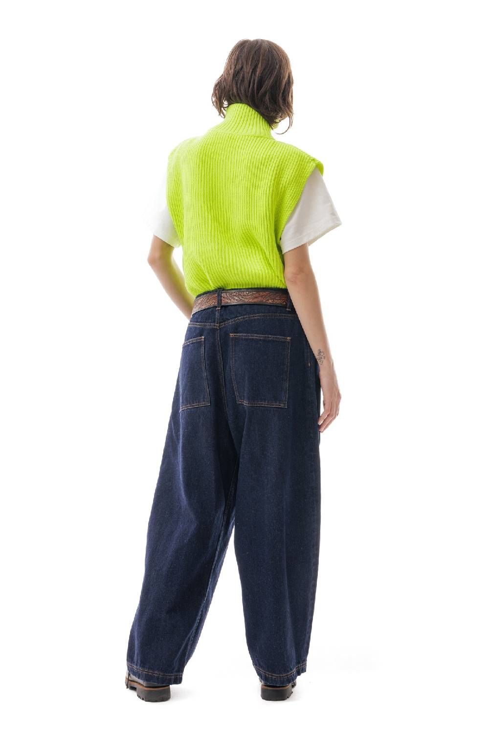 Lc23 English Knit Zip Vest Fluo Yellow Vendita