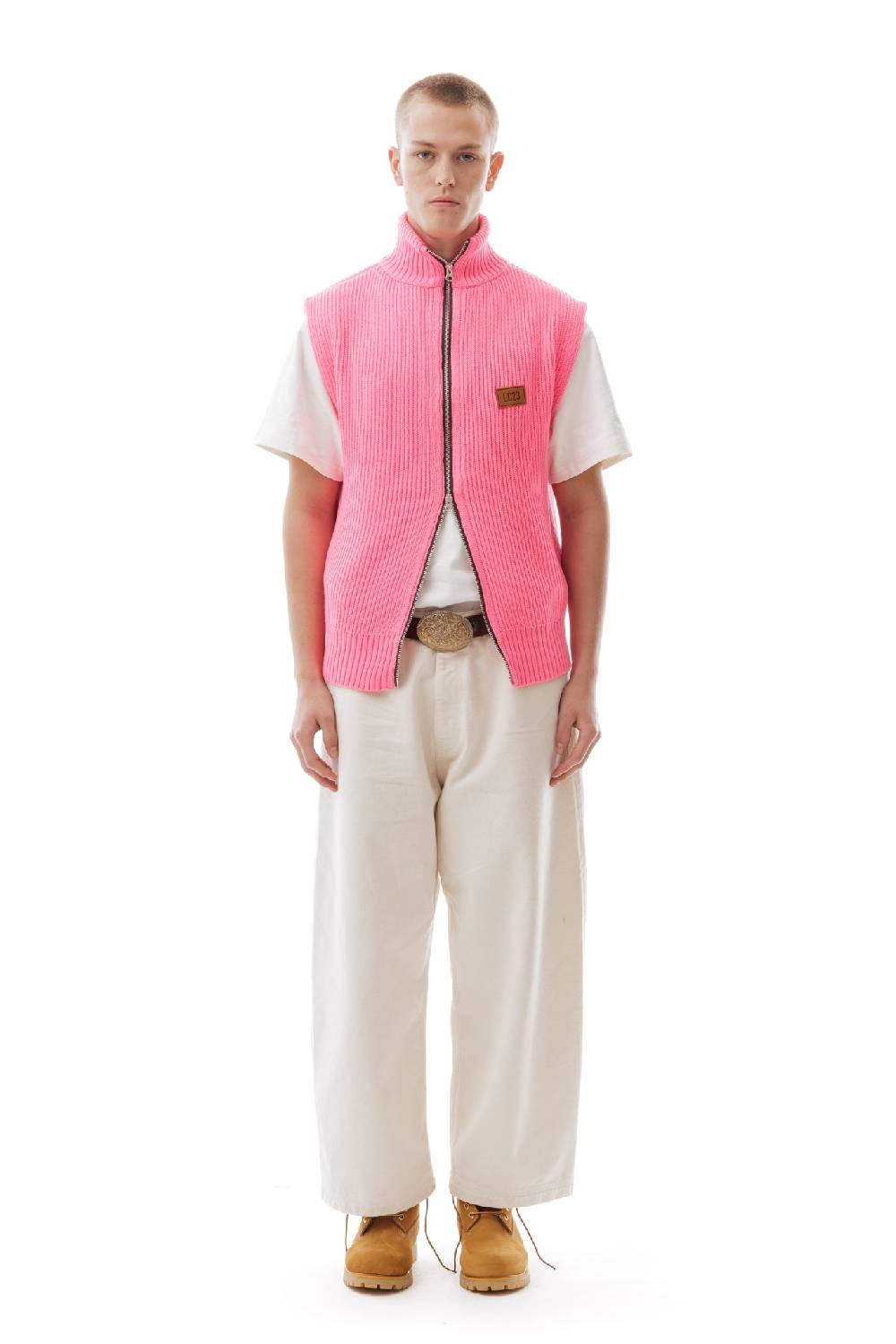 Lc23 English Knit Zip Vest Fluo Pink