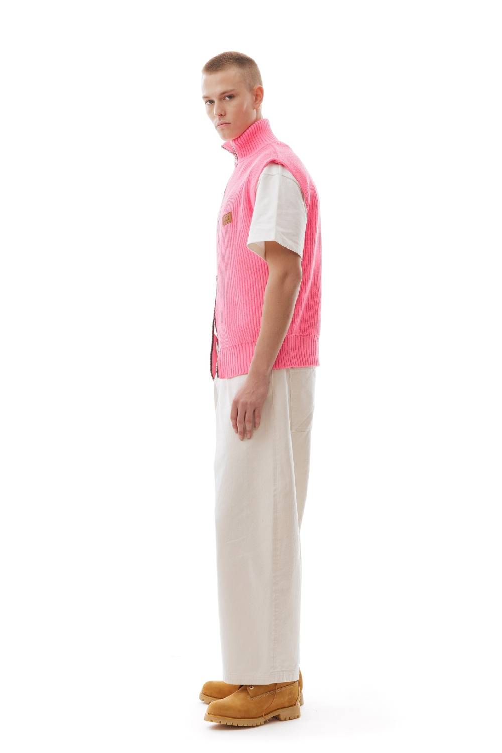 Lc23 English Knit Zip Vest Fluo Pink Promozione