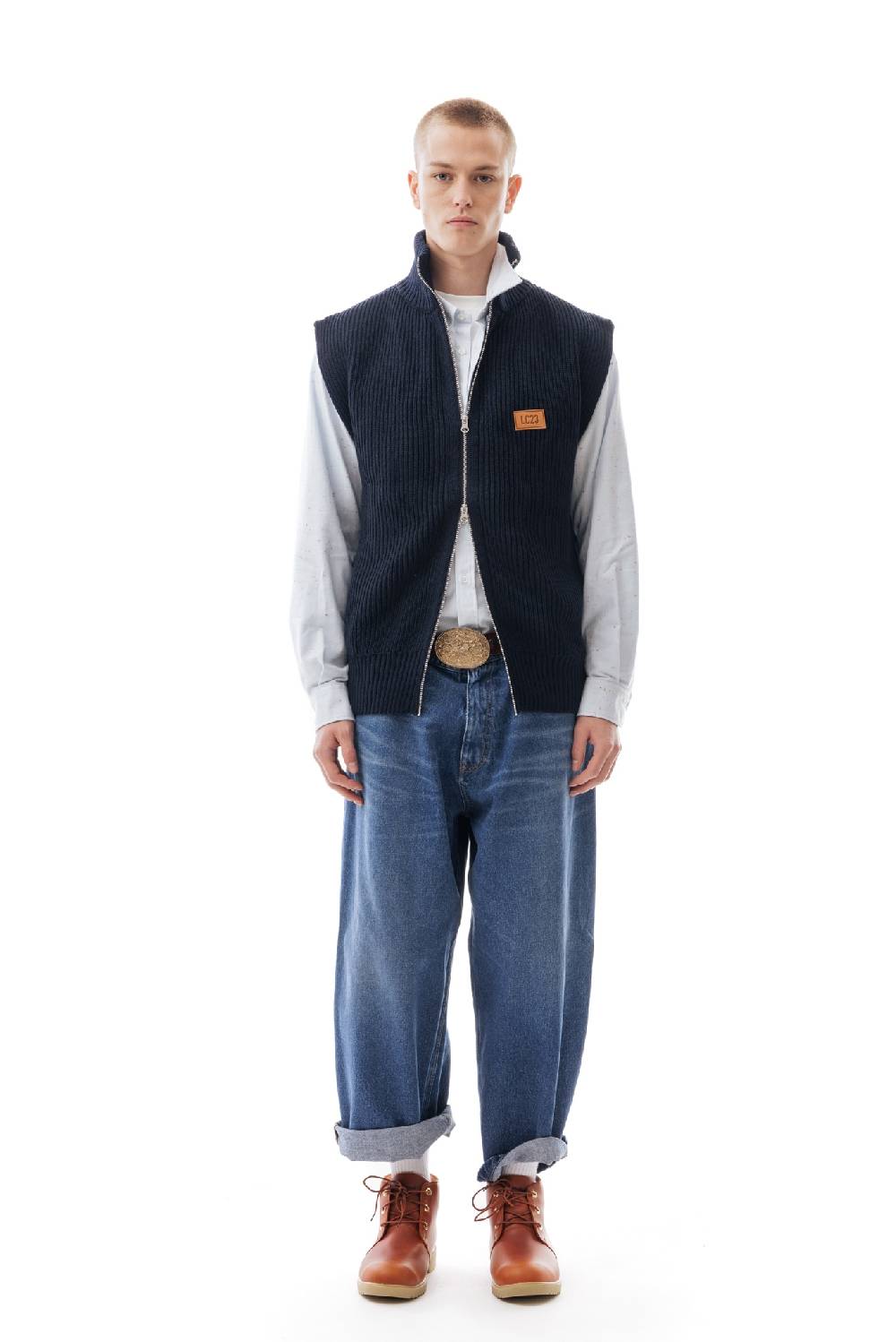 Lc23 English Knit Zip Vest Black