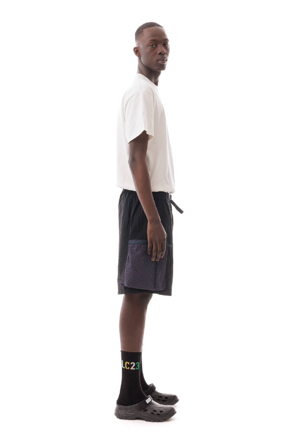 Lc23 Nylon Cargo Shorts Black Vendite Flash