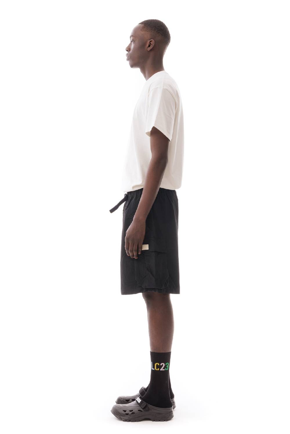 Lc23 Nylon Cargo Shorts Black Vendite Flash