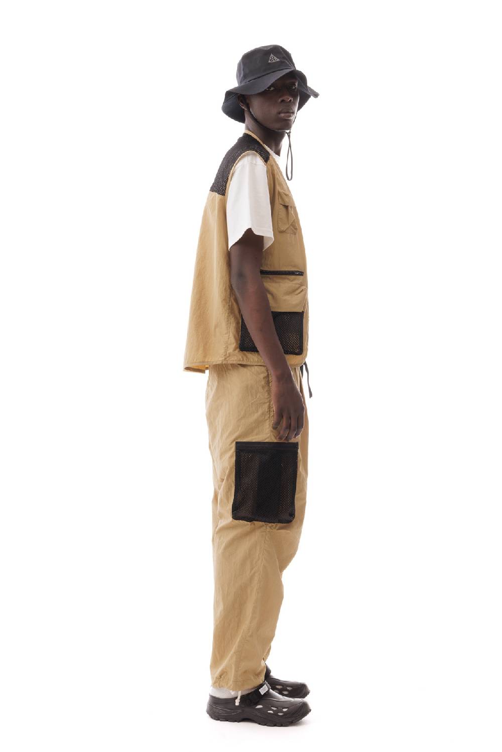 Lc23 Nylon Multipocket Vest Camel Qualità