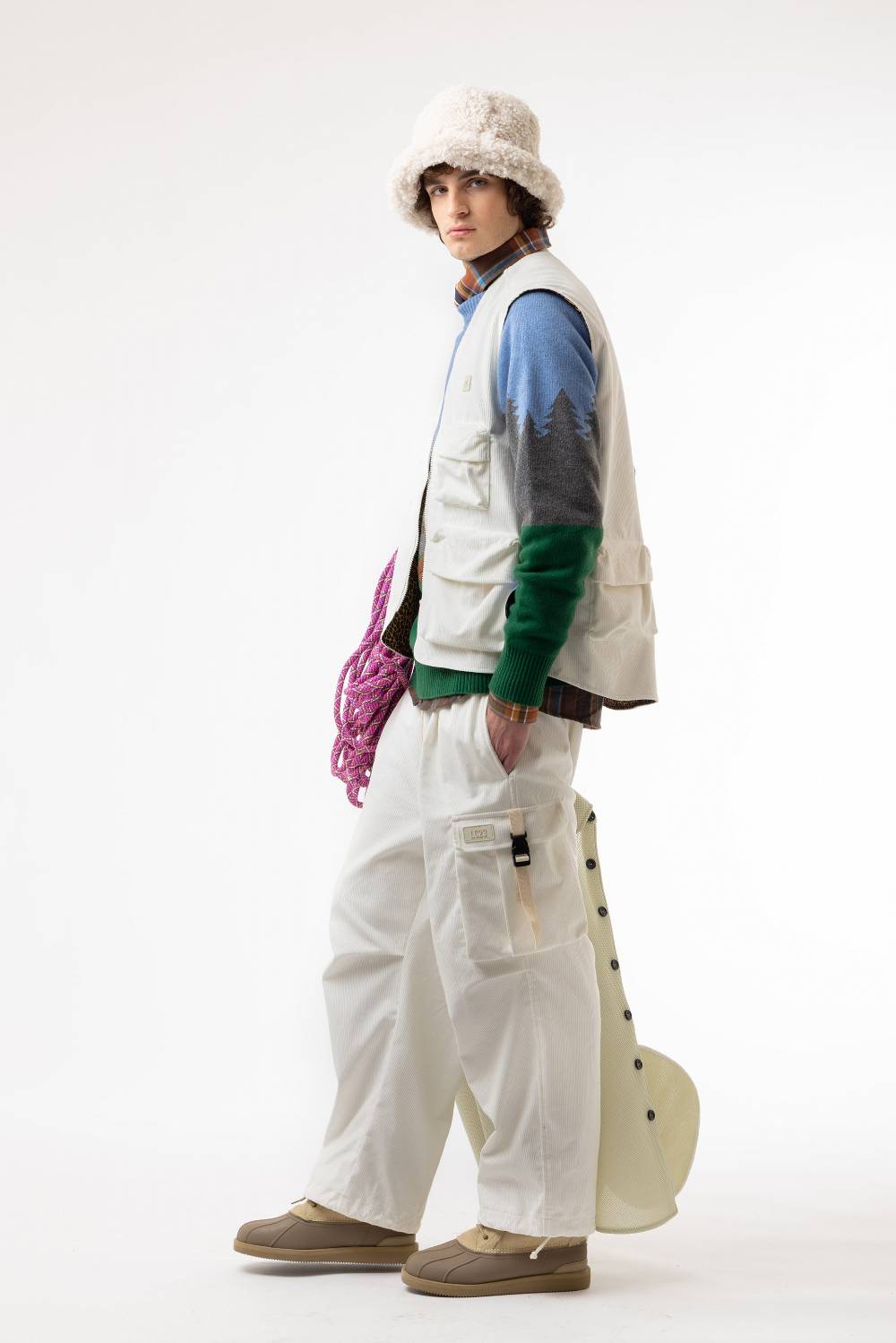 Lc23 Corduroy Cargo Pants White Spedizione Gratuita