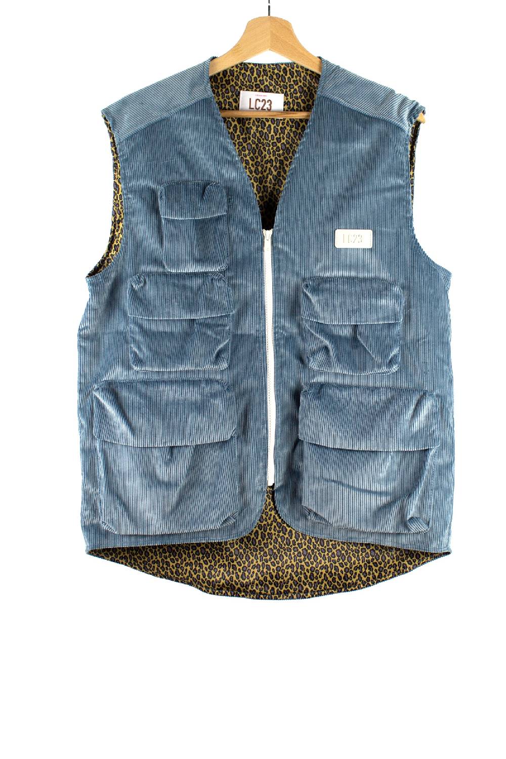 Lc23 Corduroy Multipocket Vest Blue Convenienza