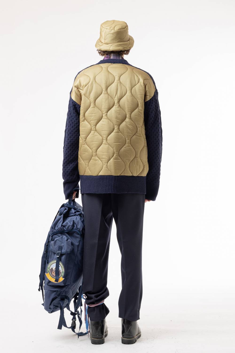 Lc23 Quilted Cardigan Navy In Linea