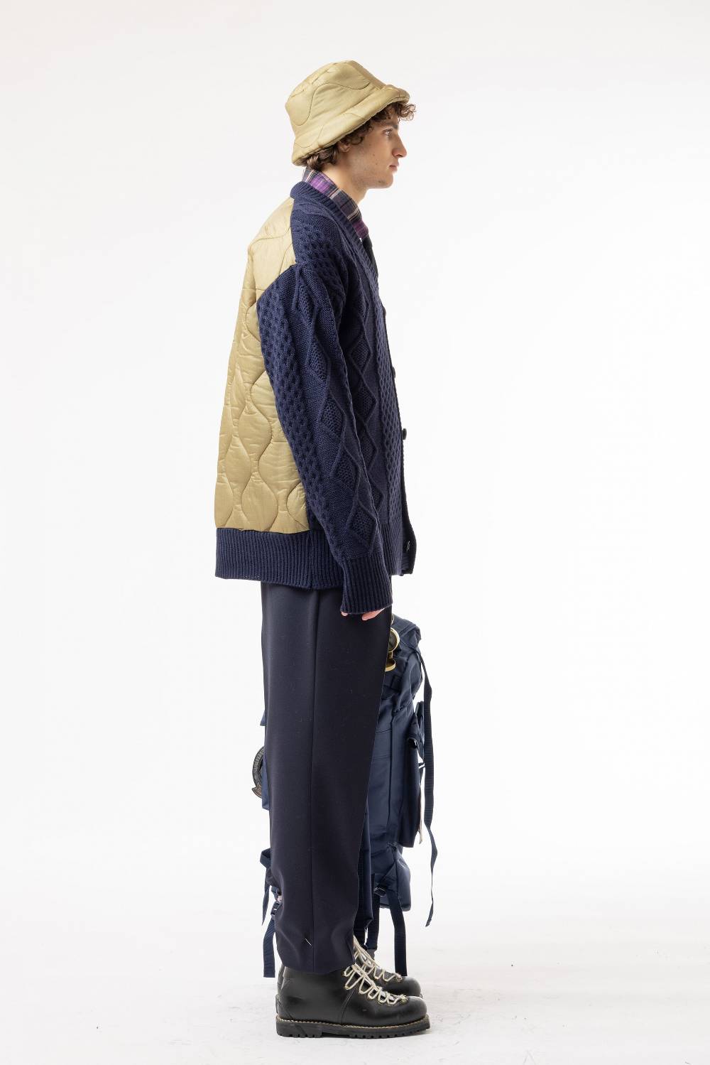 Lc23 Quilted Cardigan Navy In Linea