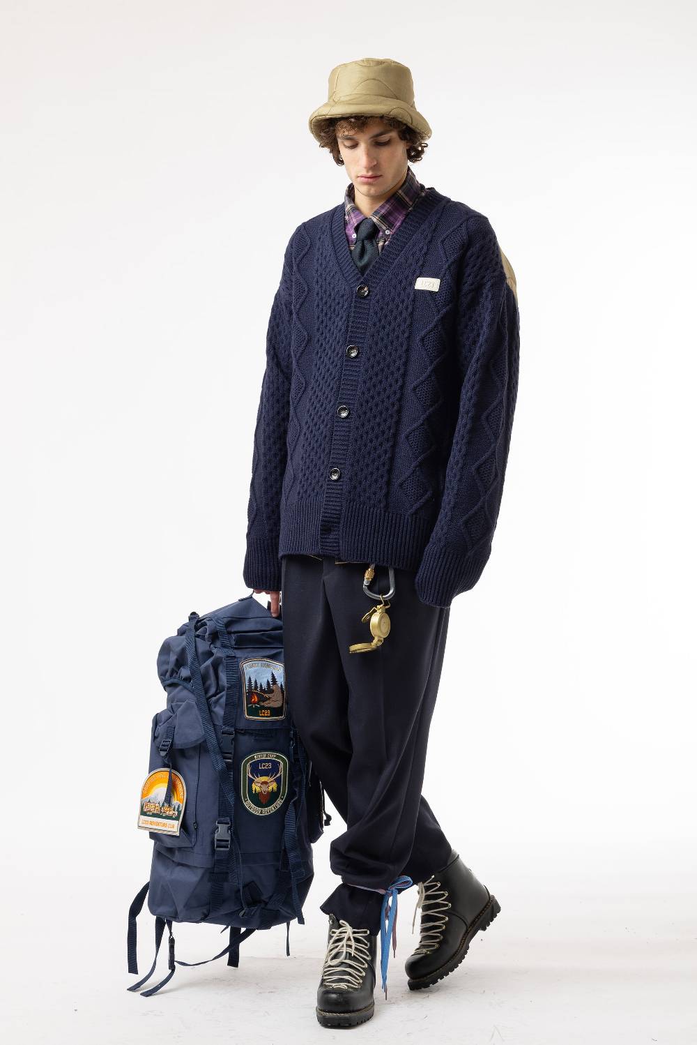 Lc23 Quilted Cardigan Navy In Linea