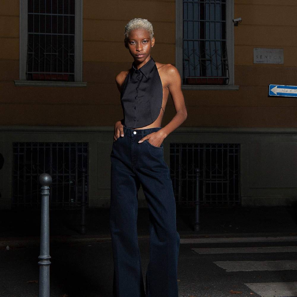Nineminutes SS22-THE LIZA TOP BLACK Sottocosto