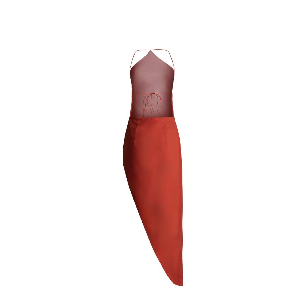 Nineminutes REVERSIBLE – THE TOMI MIDI CREPE ORANGE In Linea