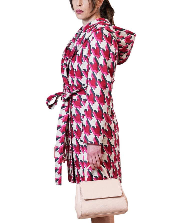 La Fabrique Chloe Cappotto a Portafoglio Beige e Fucsia Moda