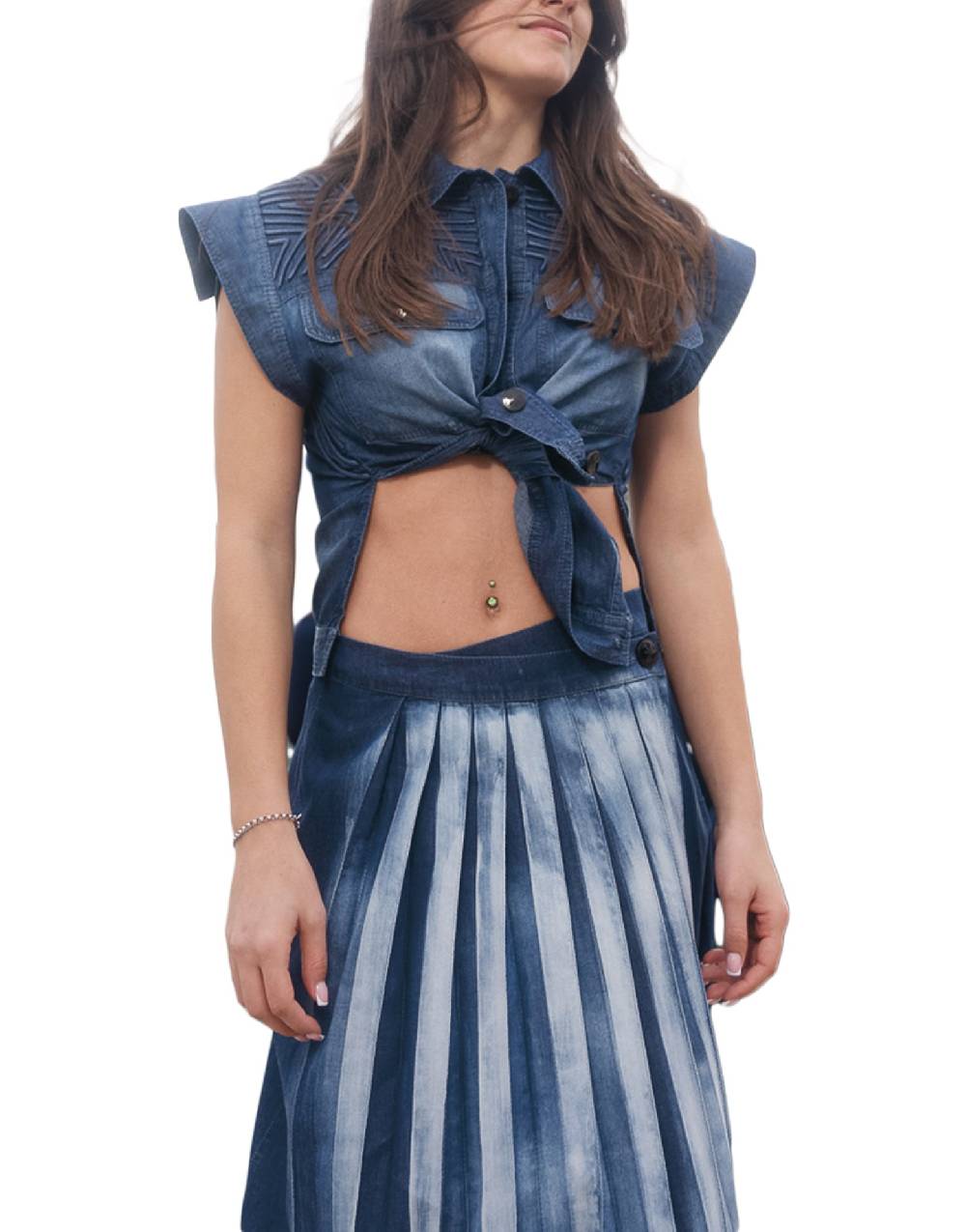 La Fabrique Maida Camicia Corta in Denim Esporta salva