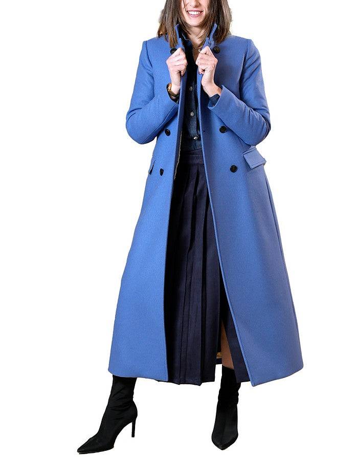 La Fabrique Marguerite Cappotto in Lana Vergine Blu Fino Al -60%