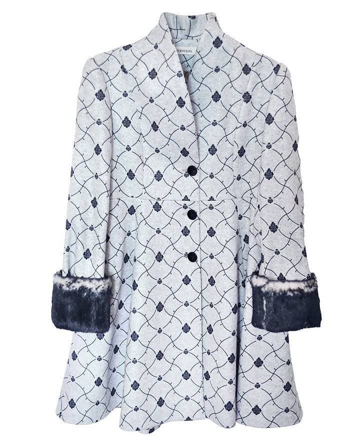 La Fabrique Mia Cappotto Svasato in Blu e Grigio Chiaro Affare Del Giorno