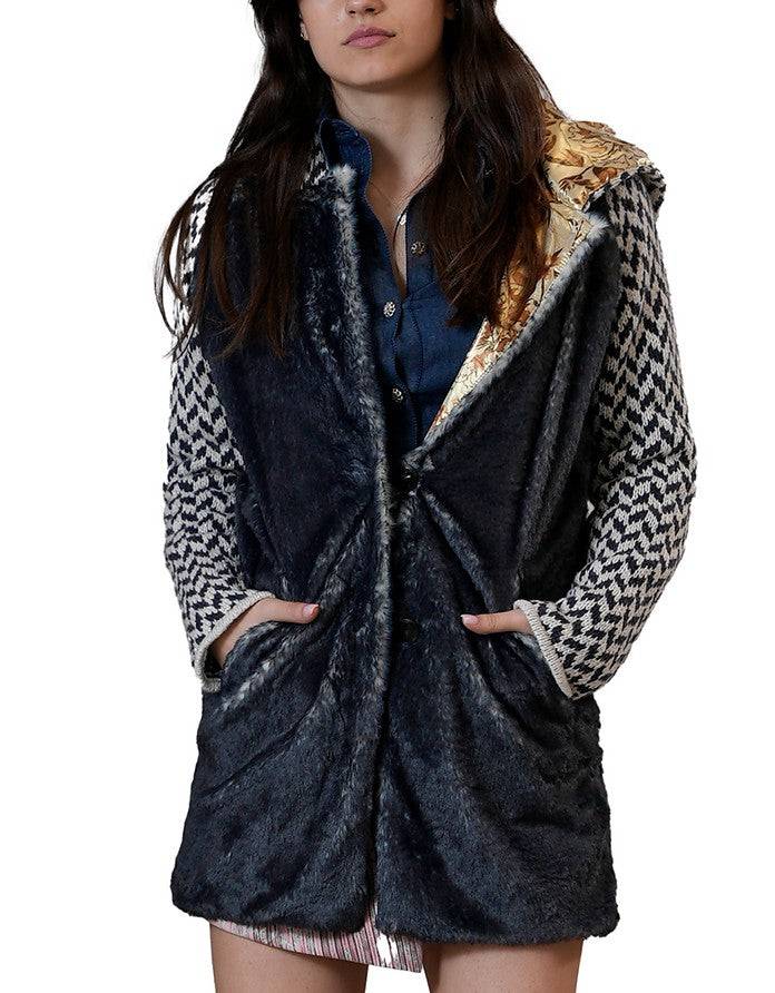 La Fabrique Pauline Cappotto in Maglia con Cappuccio Prezzo Ridotto