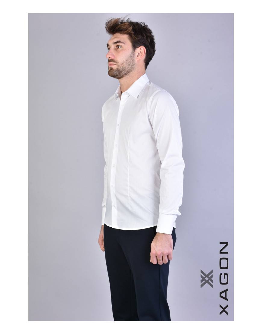 La haine inside us CAMICIA PAMATE Stretch Slim Fit Bianco Italia