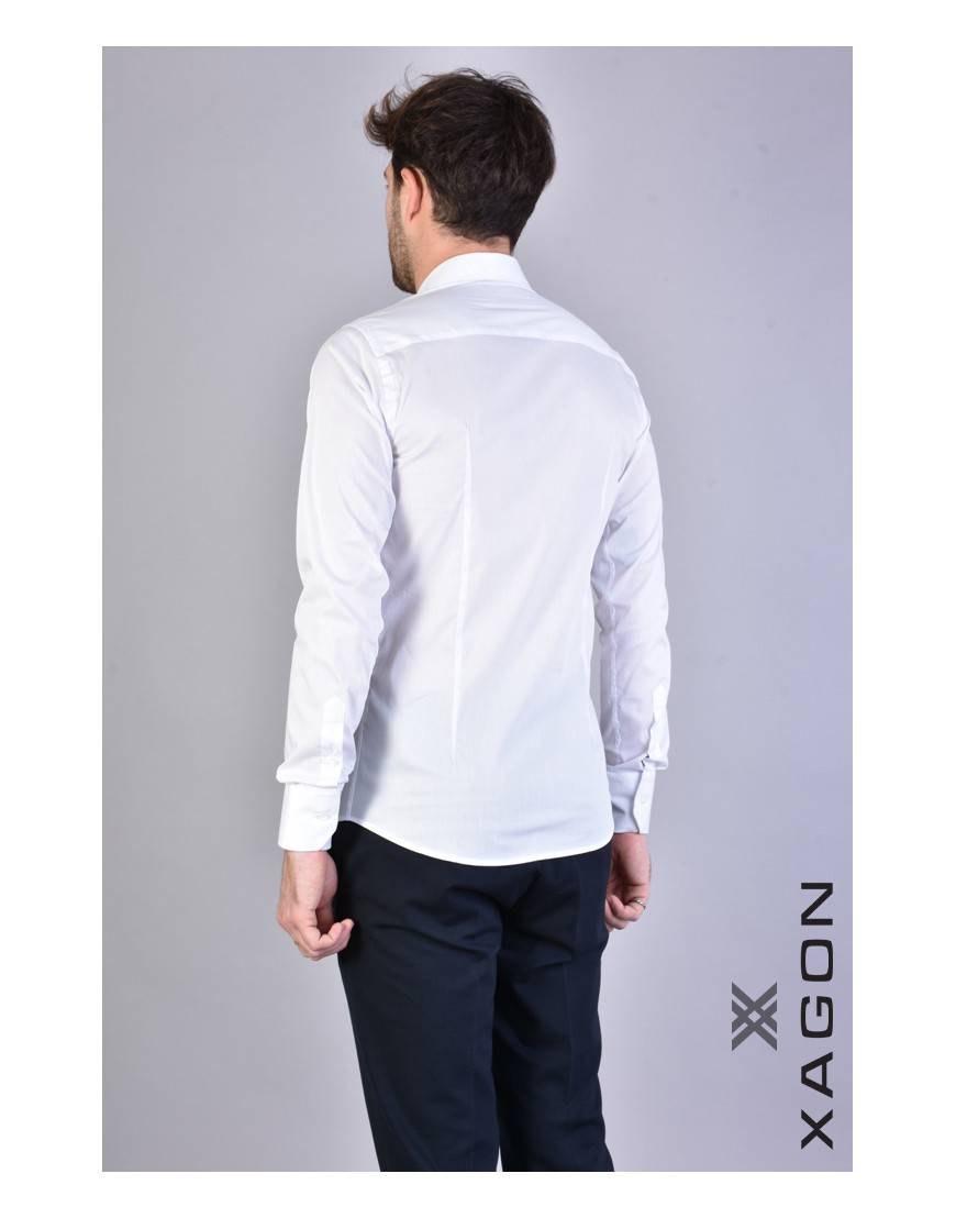 La haine inside us CAMICIA PAMATE Stretch Slim Fit Bianco Italia