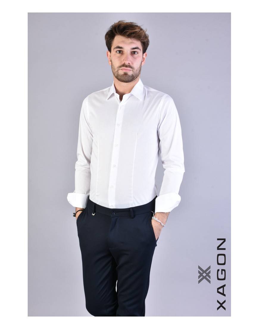La haine inside us CAMICIA PAMATE Stretch Slim Fit Bianco Italia