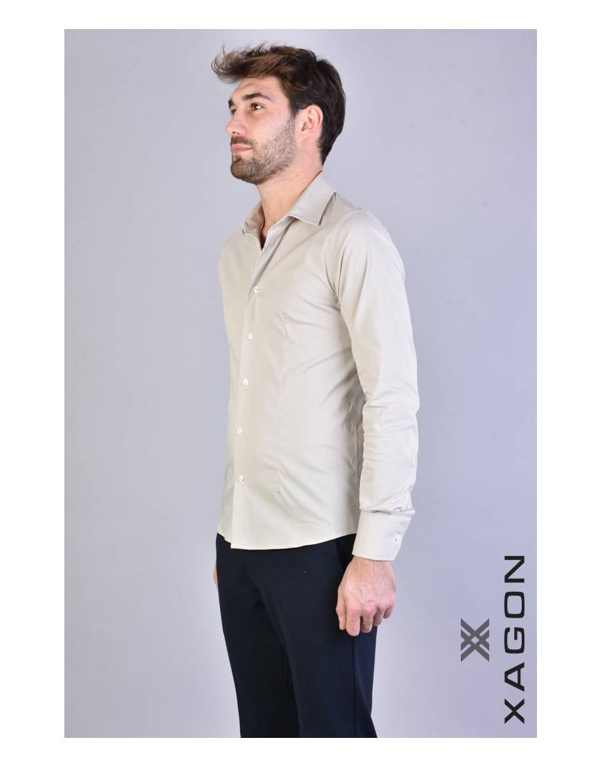 La haine inside us CAMICIA PAMATE Stretch Slim Fit Beige 2025
