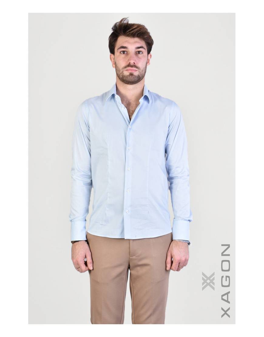 La haine inside us CAMICIA PAMATE Stretch Slim Fit Cielo Nuovo