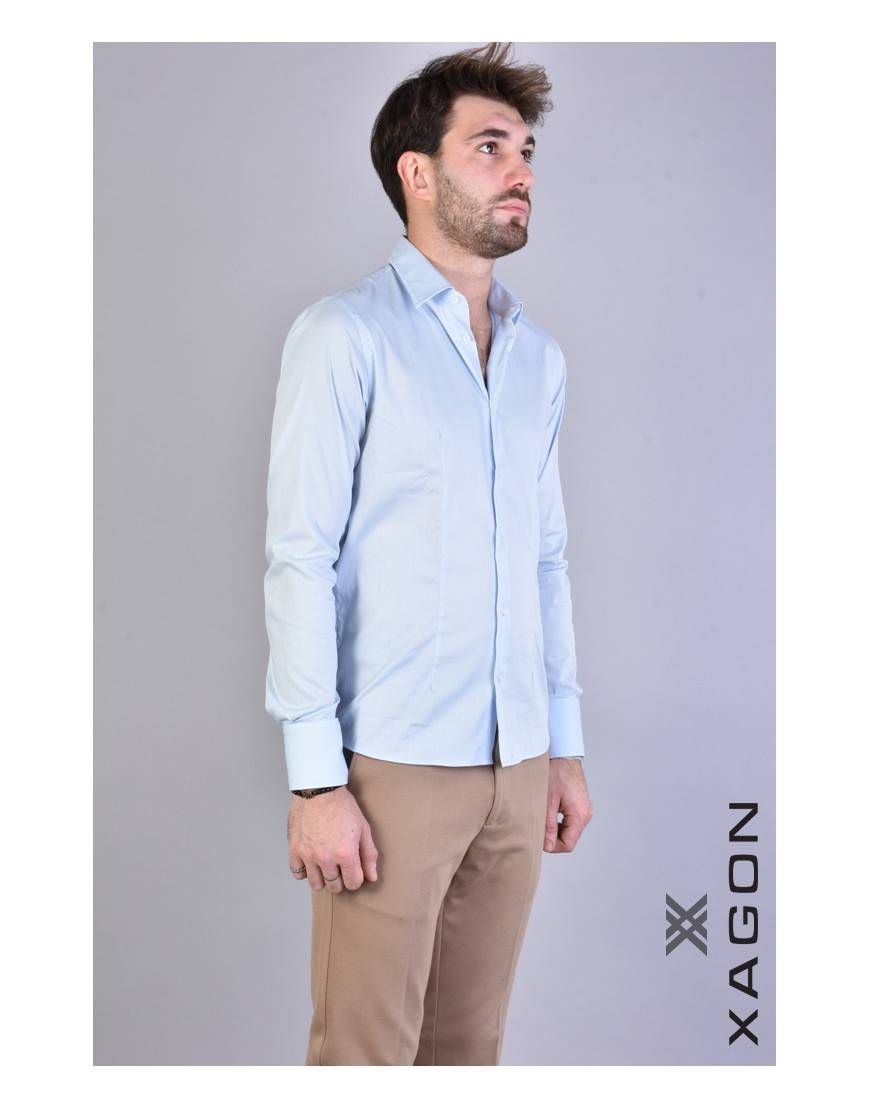 La haine inside us CAMICIA PAMATE Stretch Slim Fit Cielo Nuovo