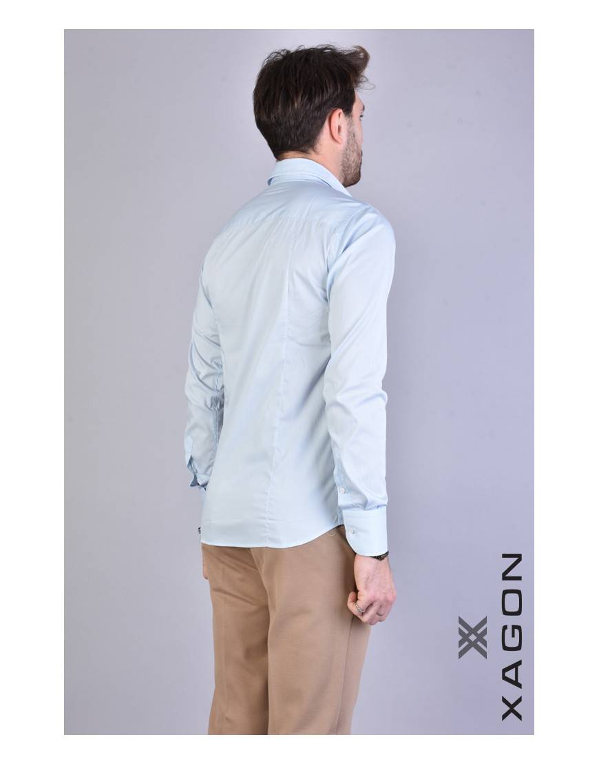 La haine inside us CAMICIA PAMATE Stretch Slim Fit Cielo Nuovo