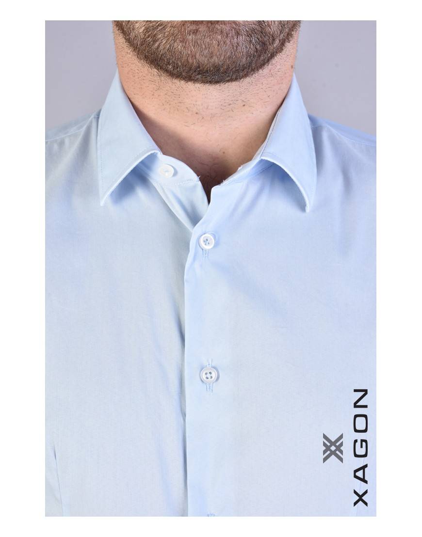 La haine inside us CAMICIA PAMATE Stretch Slim Fit Cielo Nuovo