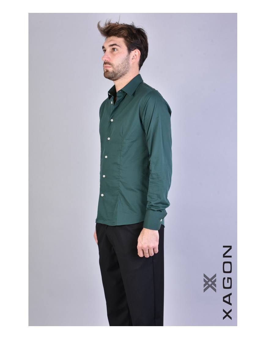 La haine inside us CAMICIA PAMATE Stretch Slim Fit Verde Vendita