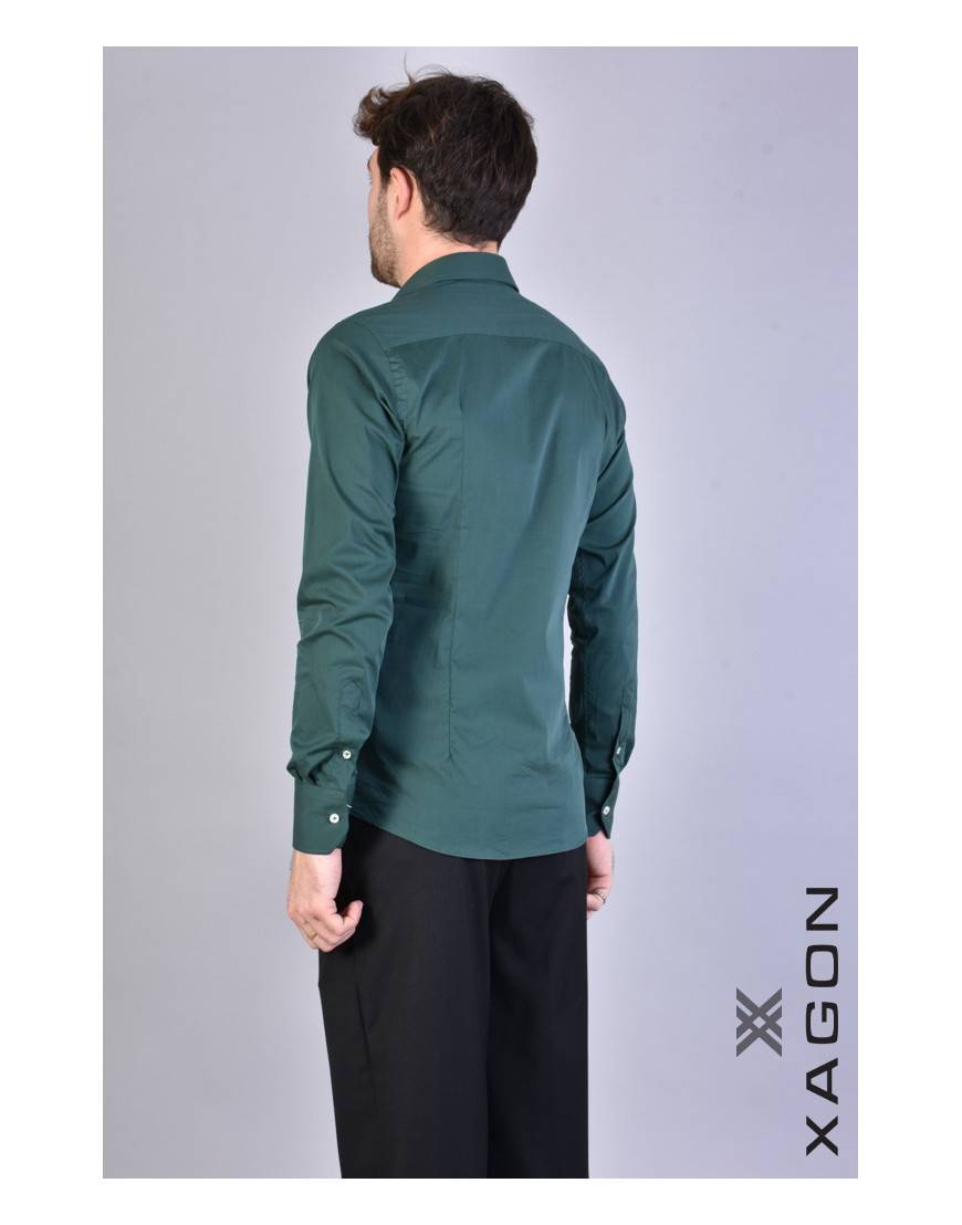 La haine inside us CAMICIA PAMATE Stretch Slim Fit Verde Vendita
