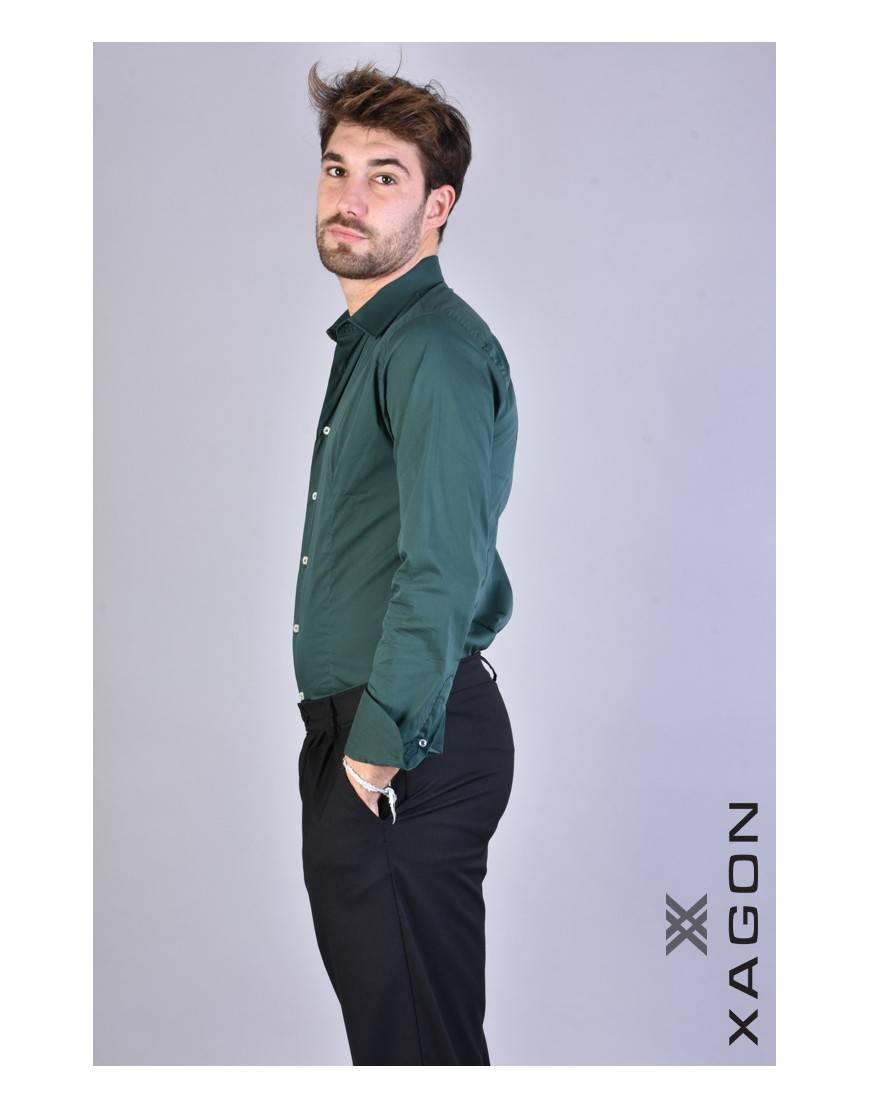 La haine inside us CAMICIA PAMATE Stretch Slim Fit Verde Vendita