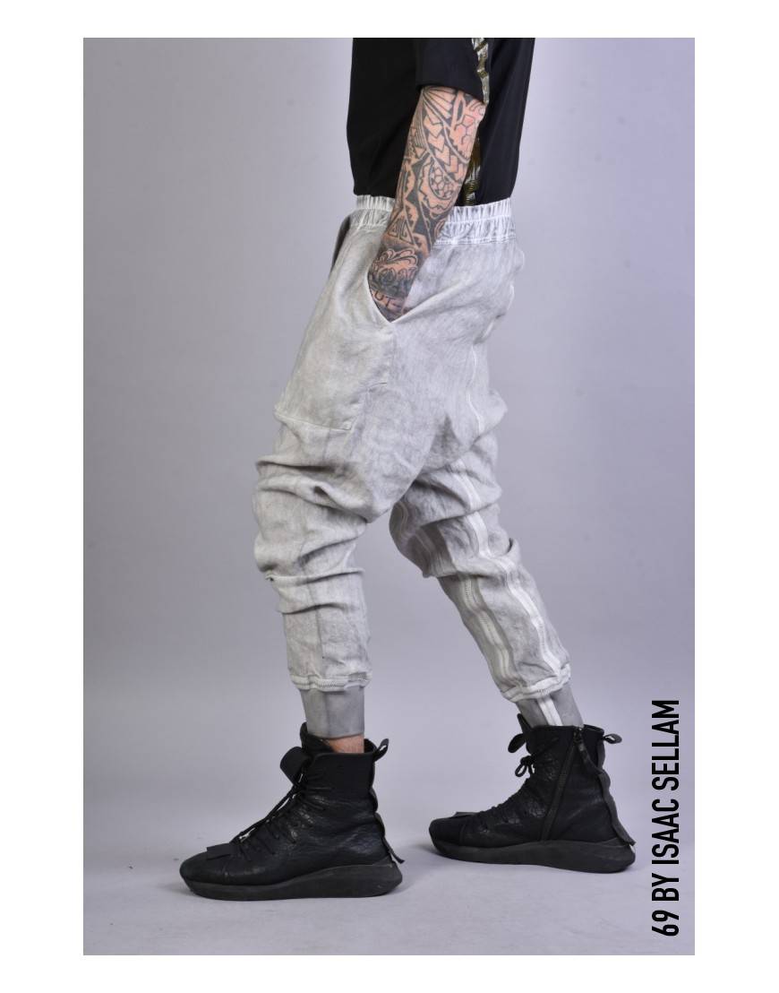 La haine inside us PANTS BANDE LINEN Grey Promozione Limitata