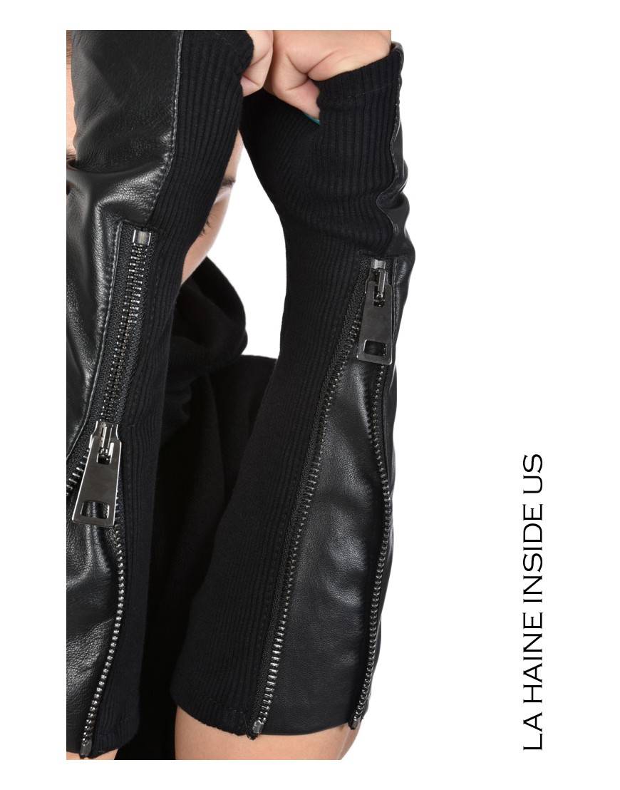 La haine inside us - PERMANENTE - 4B CALLIOPE MANICOTTO Pelle Nero Sottocosto
