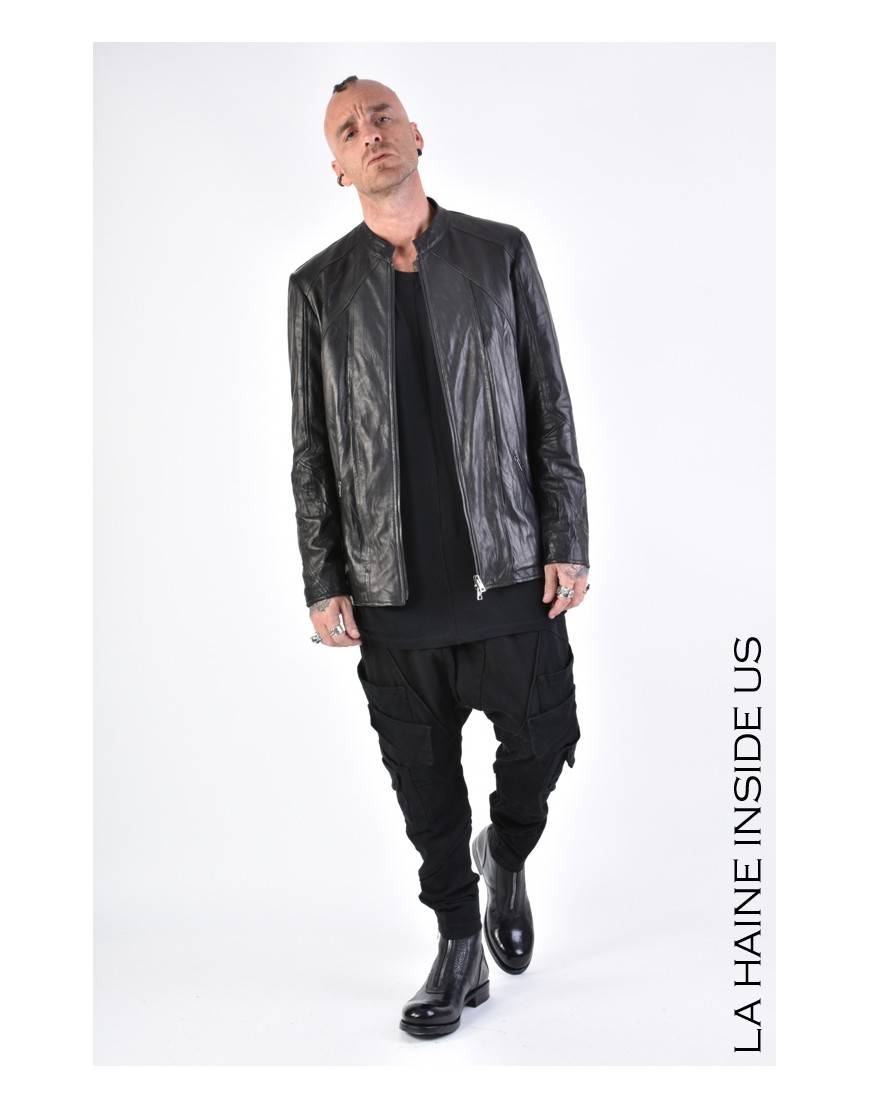 La haine inside us 3B LM161 GIUBBINO PELLE Nero Spedizione Gratuita
