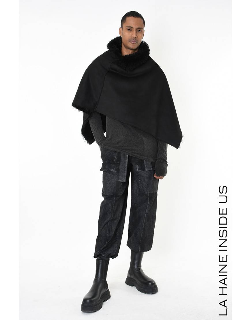 La haine inside us 4- LW862 PONCHO UNISEX U Nero Qualità