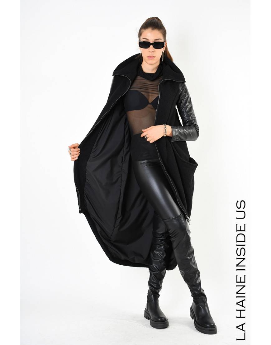 La haine inside us 4B LW799 CAPPOTTO Nero Fino al 50% di sconto