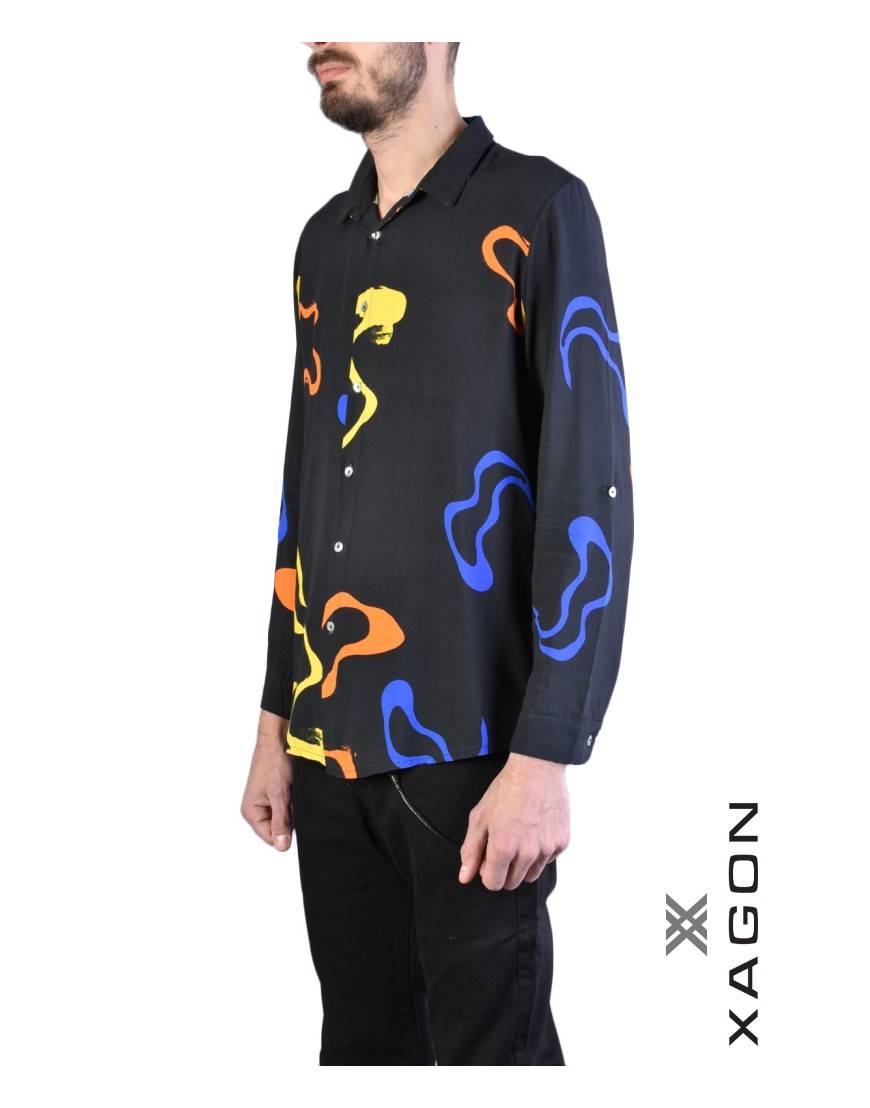 La haine inside us CAMICIA V881SD Nero Discount Store per i nuovi prodotti