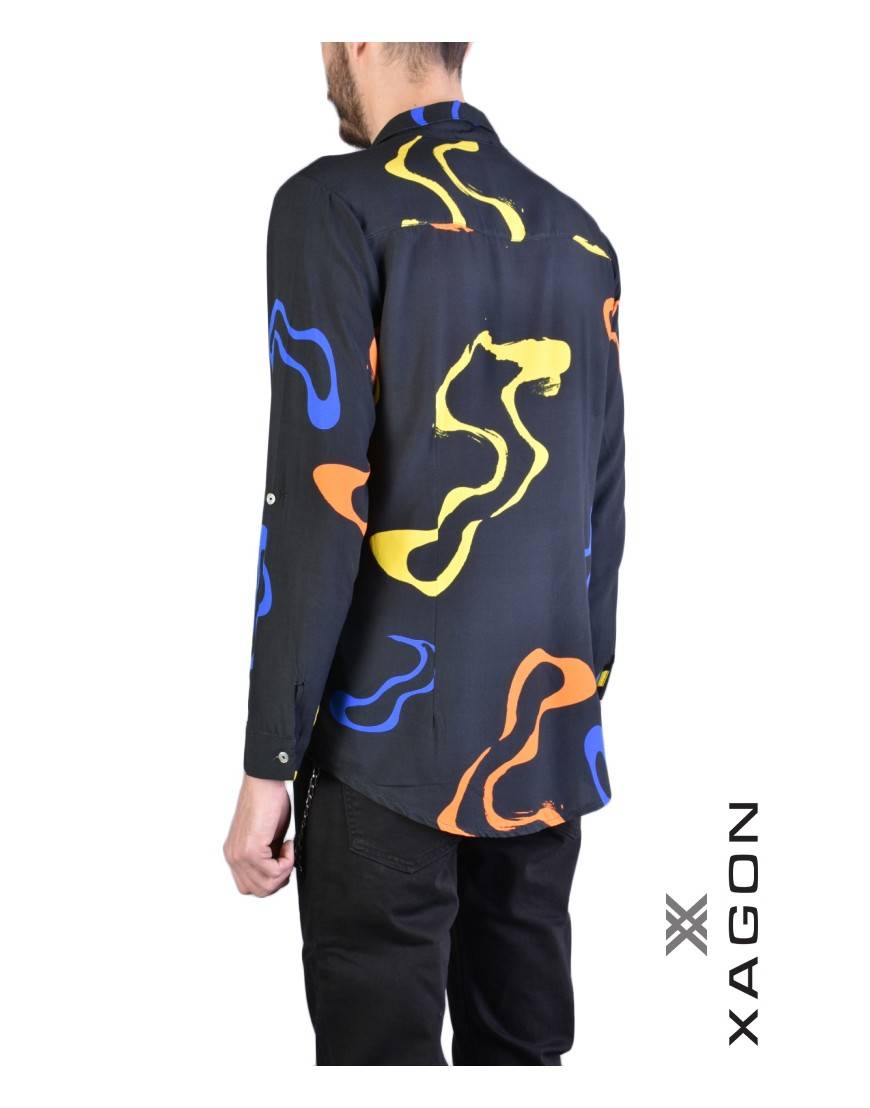 La haine inside us CAMICIA V881SD Nero Discount Store per i nuovi prodotti