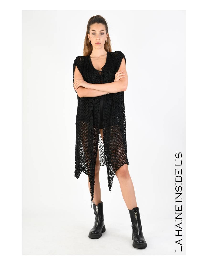 La haine inside us 4J LW775 CARDIGAN UNISEX D Nero Saldi Di Fabbrica