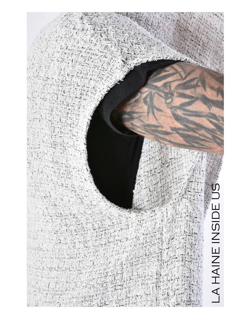 La haine inside us 4M LW676 CARDIGAN UNISEX U Bianco Prezzo di fabbrica