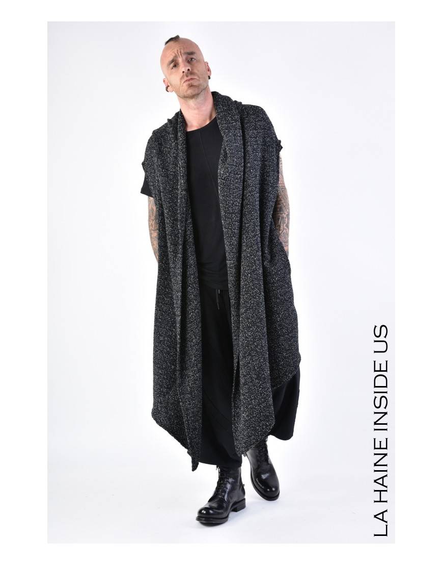 La haine inside us 4M LW676 CARDIGAN UNISEX U Nero Offerta speciale